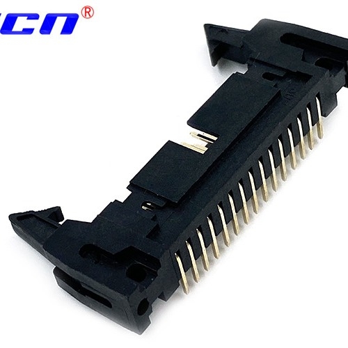 Ejector 2.54 Mm Right Angle Header Male Connector PA9T Plastic ROHS Approved